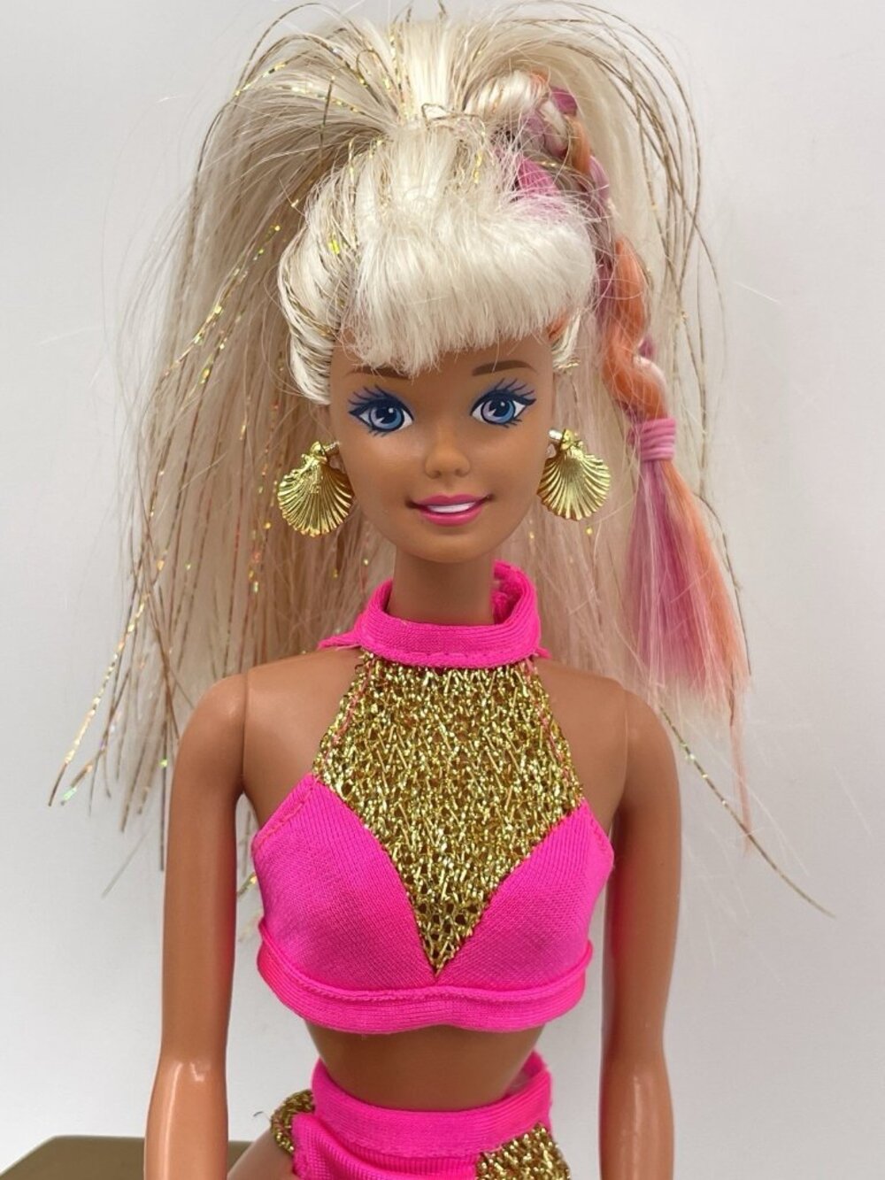Vintage Splash'N Color Barbie Color Change Braid with Original Bikini & Earrings